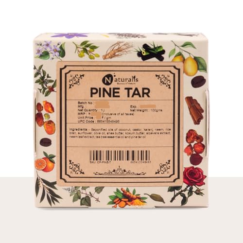 Image of Naturalis Pine Tar Soap - Handmade Cold Pressed Soap Infused with Pine Tar Oil - Natural, Luxury Soap for Deep Skin Nourishment, Moisturizing and Refreshing, 100g Pack of 2.