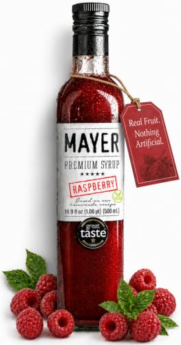 Mayer Raspberry Syrup for Drinks, Coffee, Cocktail &amp; lemonade, 16.9 Fl Oz