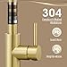 SOEBIZ Brushed Gold Kitchen Faucet with Soap Dispenser, High Arc Single Handle Spring Stainless Steel Faucet for Kitchen Sink with Sprayer, Utility Ideal for Farmhouse RV Laundry Commercial & Camper