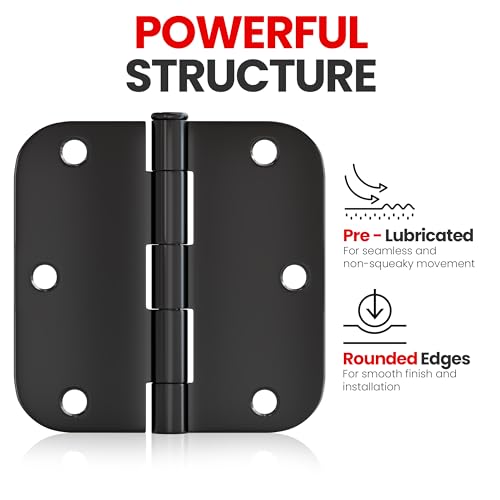 image for Utopia Home 30 Pack Matte Black Door Hinges 3.5 Inch Rounded, Interior