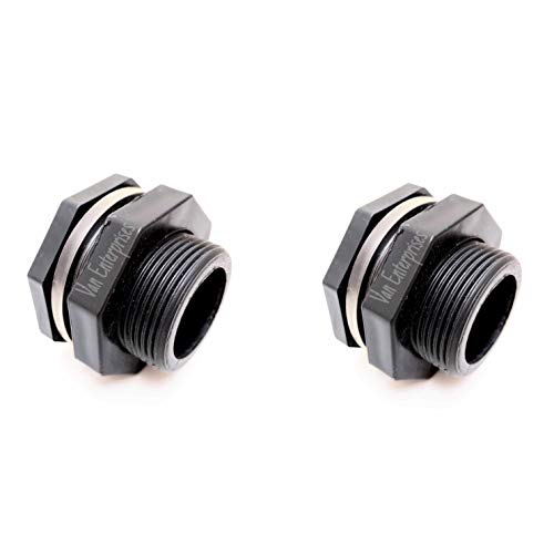 Van Enterprises 2PK - 1" PRO SERIES HD Bulkhead [SOCKET ENDS] for Rain Barrels, Aquariums, Aquaponics, Water Tanks