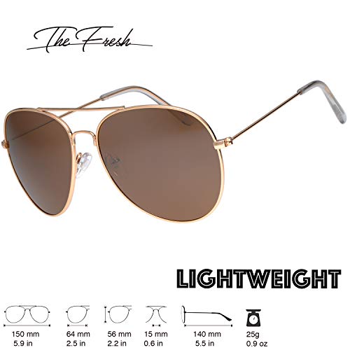 Image of The Fresh Classic Aviator Frame Light Color Lens XL Oversized Sunglasses Gift Box