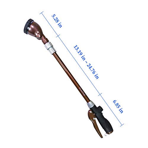 Wasser Vela Garden Telescoping 25-36 Inches 6-Pattern Water Wand, Pistol Hose Nozzle, Front Trigger Sprayer, Soft Grip #TOP6