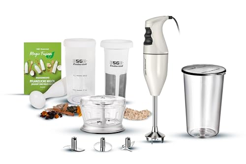ESGE-Zauberstab 9750024 E 120 Select Creme 10-teiliges Set, Stabmixer 120W, Pürierstab inkl. Magic Fusion, Multimesser, Schlagscheibe Fleisch- und Gemüsemesser, Zerkleinerer, Messbecher, Rezeptbuch