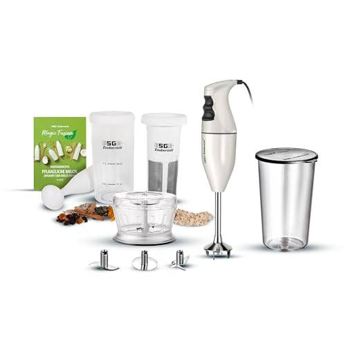 ESGE-Zauberstab 9750024 E 120 Select Creme 10-teiliges Set, Stabmixer 120W, Pürierstab inkl. Magic Fusion, Multimesser, Schlagscheibe Fleisch- und Gemüsemesser, Zerkleinerer, Messbecher, Rezeptbuch