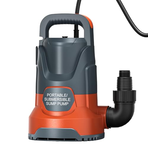 PANRANO Sump Pump 1HP Submersible Water Pump 3700GPH Electric Portable Transfer Water Pump for Pool Draining Basement, Orange
