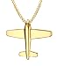 Vnox Stainless Steel Paper Airplane Plane Pendant Necklace,Gold Plated,Free Chain 24"
