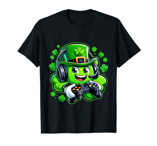 St Patrick's Day Shamrock Gamer Jeu vidéo Irlandais Garçons Enfants T-Shirt