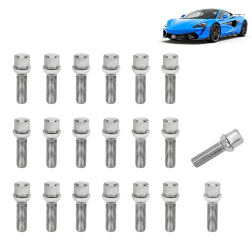 Lot de 20 boulons de roue M14 x 1,5, 40 mm, siège sphérique, boulons de roue en acier allié, compatibles avec Audi, Seat, Volkswagen, Alfa Romeo, Porsche BMW, taille hexagonale 17 mm