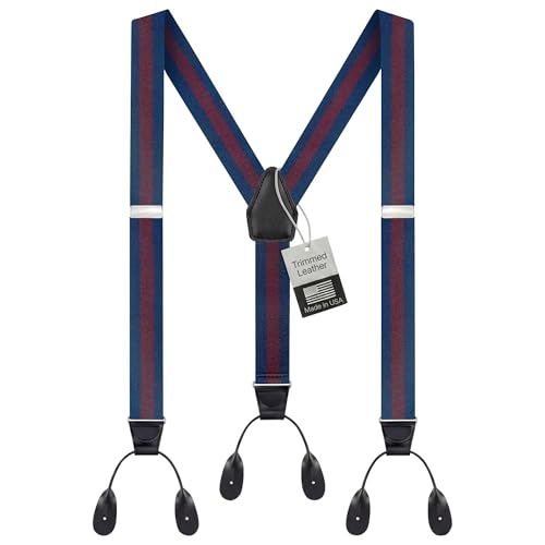 Image of HOLD'EM Tuxedo Button Suspenders for Men - Mens Dress Suspenders Formal | 100% Genuine Leather | Made in USA | Regular & Tall
