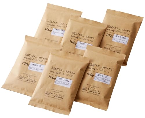 [自家焙煎珈琲こん日和]世界の自家焙煎珈琲豆テイスティングセット 100g 6種類 粉 中挽き