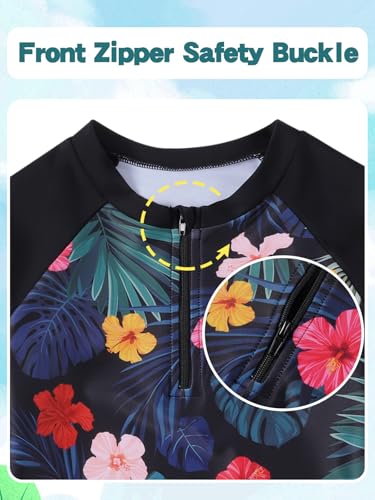 Image of Valcatch Girls Rash Guard Set 2 Piece Long Sleeve UPF 50+ Quick Dry Swimsuit with Ruffle Shorts