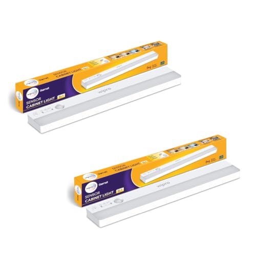 Image of wipro Garnet Motion Sensor Cabinet Light SL1 | 3 Color Modes-Warm, Neutral, Cool White | Auto On /Off Lights for Kitchen, Wardrobe & Shelf | Magnetic Stick On| Wireless| 4*AAA Batteries Required |PK 2