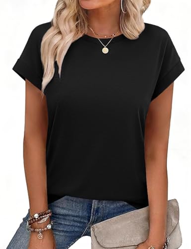 Imagen de PASUDA Camisetas Manga Corta Mujer Verano Casual Cuello en Redondo Tops Basicas Cómodo Camiseta Elegante T Shirt Ligera Blusas