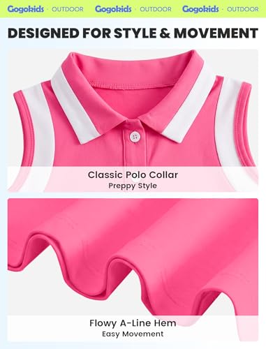 Gogokids Girls Tennis Dress Sleeveless Quick-Dry Kids Golf and Athletic Workout Outfit with Polo Collar for 6-14Y - image 3