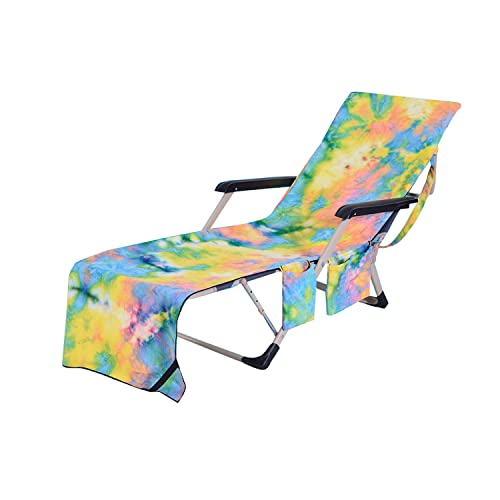 LIKEUDO Portable Pool Beach Sun Lounger Cover Pockets Microfiber Towel Travel Lounge Chair Cover Towels Sunbed Pockets Microfiber Towel Quick Dry Covers (yellow)