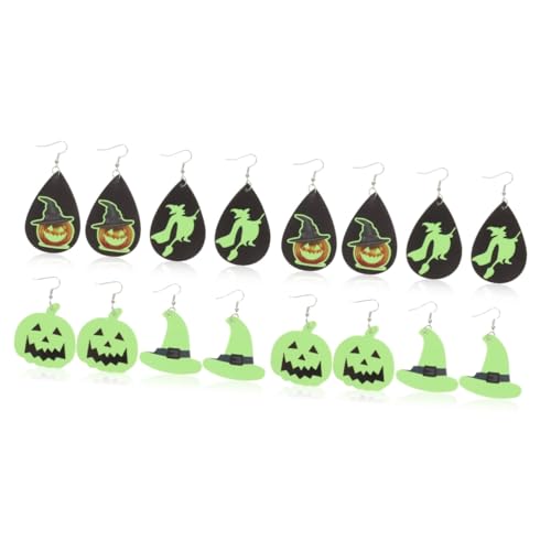 8 paires de boucles d'oreilles d'Halloween en cuir léger pour femmes