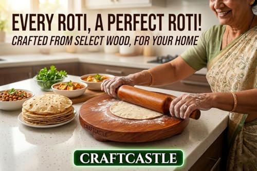 Image of Wooden Belan for Roti | 12 Inch Sheesham Wood Rolling Pin | Smooth Surface Chakla Belan Set Compatible | Durable Atta Roller for Kitchen | Handmade Premium Finish