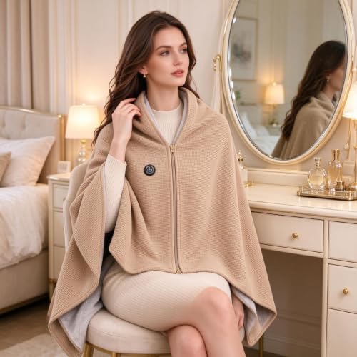 51x31'' Heated Shawl Wraps for Women, Wearable Blanket with 3 Heat Settings - image 6