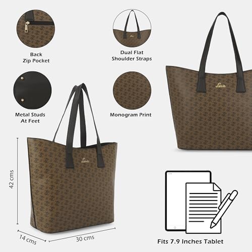 Image of Lavie Women's Mono LL Harper Tote Bag for Women | Tote Bag for Work | Ladies purse | Stylish Shoulder Bag | Gift for Women