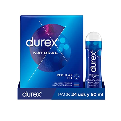 Durex Preservativos Natural Confort + Lubricante Play Original, 24 Condones + 50ml