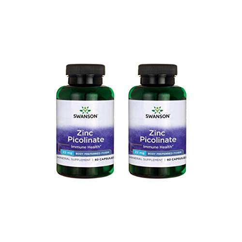 Swanson Zinc Picolinate Body Preferred Form 22 mg 60 Caps 2 Pack