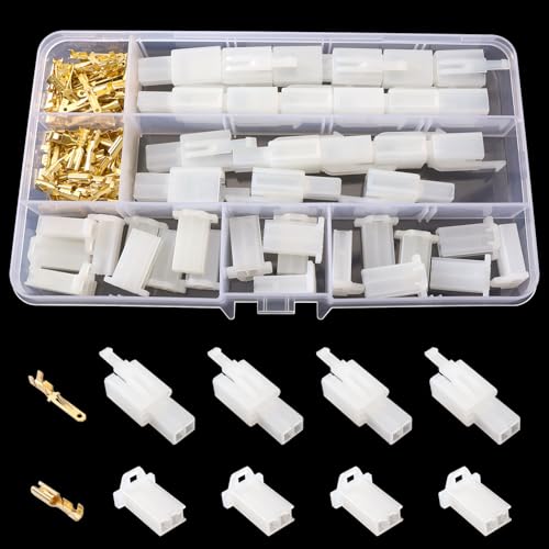Image of Lyeteung 120 PCS 2.8mm 2 Pin Electrical Wire Terminals Connector Kit, Male Female Plug Housing and Pin Header Crimp Connector Kit, for Motorcycle, Car, Boats
