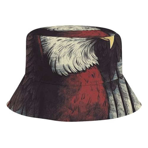 20.5in Fisherman Hats Eagle Flag Sun Hat for Men Women Bucket Hat Boonie Cap Travel Summer Beach Hats Black