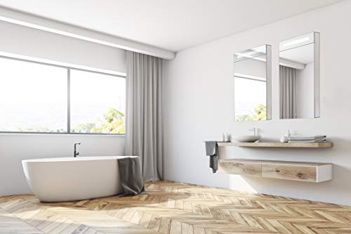 Fine Fixtures Bathroom Medicine Cabinet, Aluminum, Recessed/Surface Mount, Mirrored Interior W/Led (15 X 30 Right) #TOP1