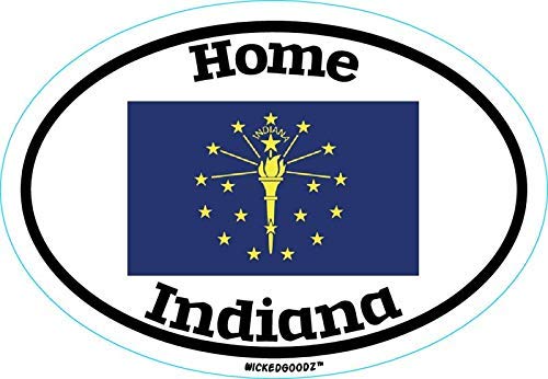 WickedGoodz Oval Indiana Home Vinyl Decal - State Flag Bumper Sticker - Indiana Sticker
