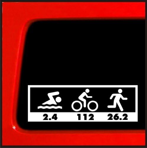Sticker Connection Calcomanía de triatlón para parachoques de bicicleta, para automóvil, camión, ventana, laptop, 2 x 6 pulgadas (blanco)