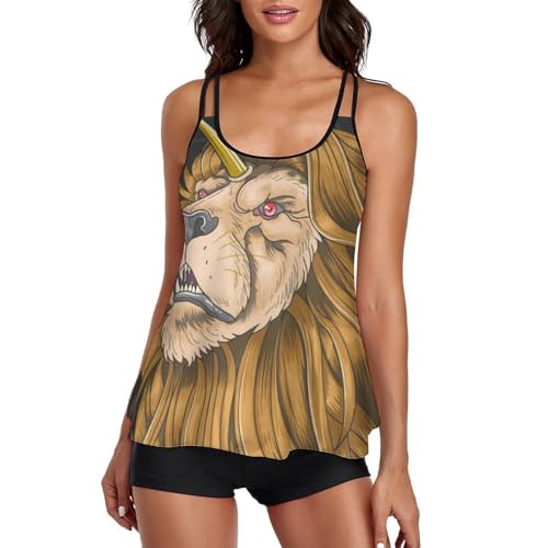 Short de Garçon Maillot de Bain Tankini Lion Résistant au Chlore et au Sel