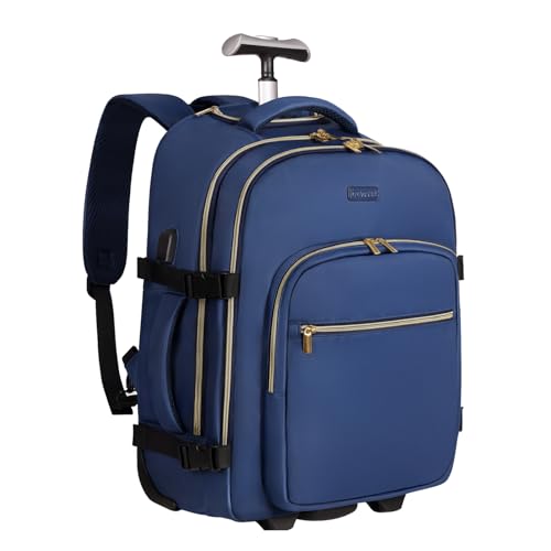 Mochila con ruedas para mujer DEVPNR azul oscuro 17 pulgadas