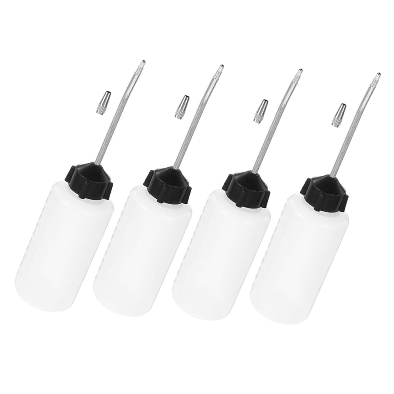 TEHAUX 4PCS Sewing Machine Oil Bottle Dispenser Long Metal Spout with Screw Cap for Household and Industrial Needs for DIY Crafts and Sewing Machines
