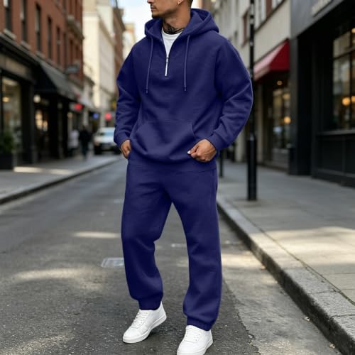 Elneeya Mens Sweatsuit 2 Piece Set Oversized Ligh Gym Jogging Sets - image 4
