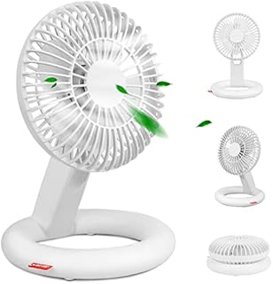Ausbond USB Desk Fan Quiet 6.3 inch Foldable Portable Table Fan Cooling Electric Rechargeable Desktop Fan Battery Operated with 3 Speeds for Office Bedroom Bedside School Home Outdoor(White)
