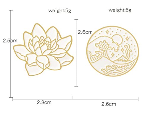 Image of White Gold Color Lotus Flower Creative Brooch Nature Plant Pin Hat Backpack Brooches Jewelry Women Men Gift Japanese Jewelry