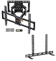 Perlegear UL Listed Full Motion TV Wall Mount for 42-85 inch TVs up to 132 lbs PGLF8, Soundbar Mount with Holes/Without Holes up to 13.2 lbs PGSM03B