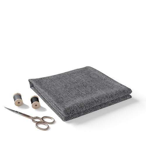 Image of BIGREAMS Unstitched Black Grey Herringbone Wool Blazer Yarn-Dyed Fabric for Three Piece Suit | 58 inch Wide, Wrinkle Free, Best for Coat Pant, Nehru Jacket,Free Size (1.5 Meter for Blazer Use)