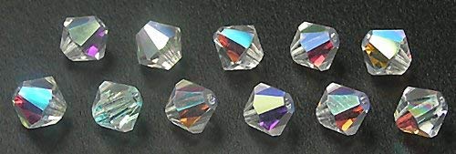 3mm Crystal AB, Czech MC Rondell Bead (Bicone, Diamond Shape), 2.5 Gross = 360 Pieces 3mm Crystal AB, Czech MC Rondell Bead (Bicone, Diamond Shape), 2.5 Gross = 360 Pieces