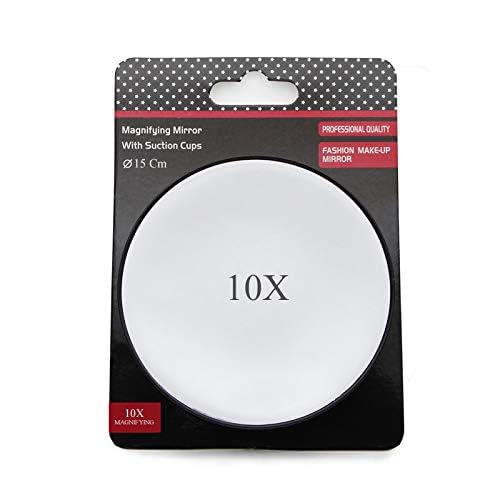 Qolixs Glass 10X Magnifying Makeup Tabletop Round Mirror Facial Cosmetic Absorption Shaving Home Makeup Travel For Man And Woman (Black)