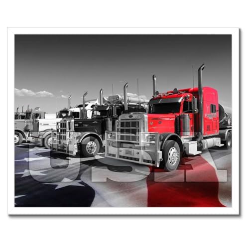 Poster camions américains cadre noir 50x40 cm décoration murale salon
