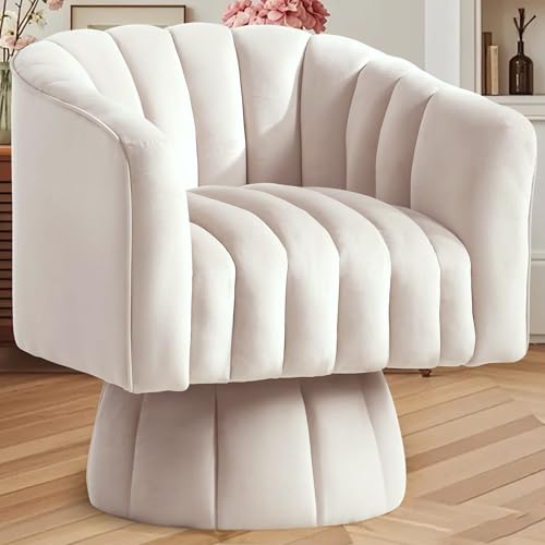 YSICK Swivel Accent Chair, 360°Swivel Barrel Chair, Modern Ottoman with