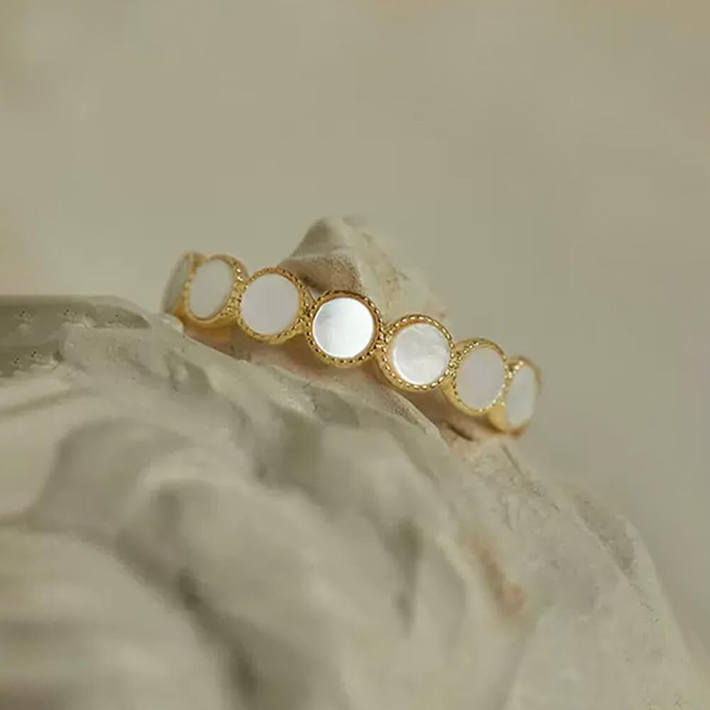 Anillo de 14 quilates para mujer, ligero, tamaño chapado en oro con 6/7/8, perlas de oro, uso especial y elegante, ajuste diario, anillo ideal, ocasiones para, Metal