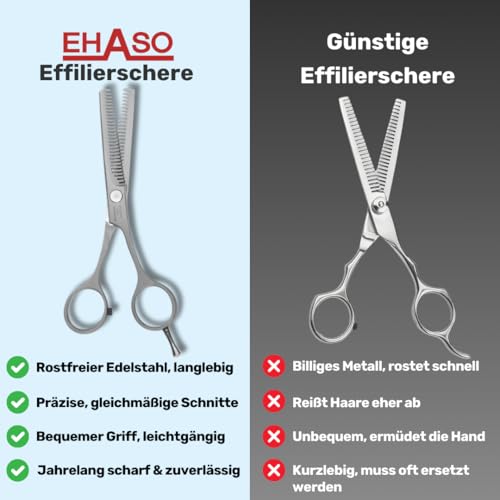 EHASO doppelseitige Effilierschere Rostfrei, 14cm mit 28er Zahnung