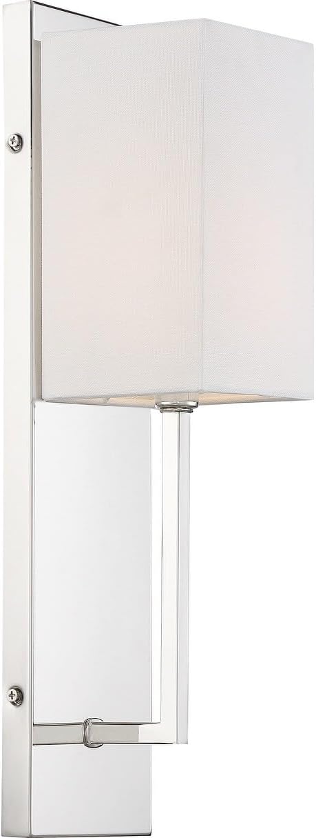 Nuvo Lighting 45923666933 One Light Wall Sconce, 1Lt, Polished Nickel Finish with White Linen Shade
