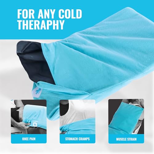 Image of ICEWRAPS Fabric Cover for 10 x 14 Clay Pack, Reusable Ice Pack Cover - Blue | Oversize Clay Pack - Soft Reusable ice pack cover, Durable ice pack holder, Custom-Fit Sleeve, Machine Washable, Lightweight