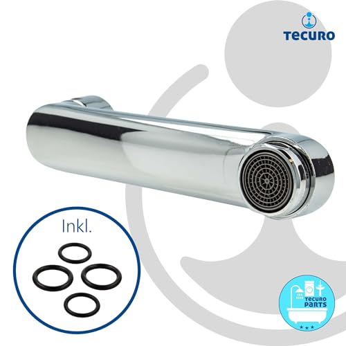 tecuro S-Auslauf für Wand-Armaturen 3/4 Zoll konisch dichtend, Länge 250 mm, Messing verchromt