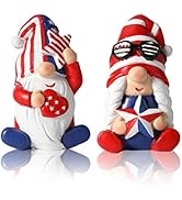 iStatue 4th of July Gnomes - Set of 2 Resin Swedish Patriotic Gnomes with American Flag and Stars...