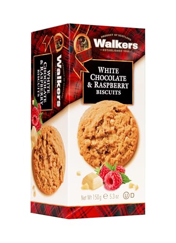 Image of WALKERS White Chocolate & Raspberry Biscuits 150G
